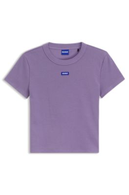 T-Shirt court Slim en coton stretch, Lilas