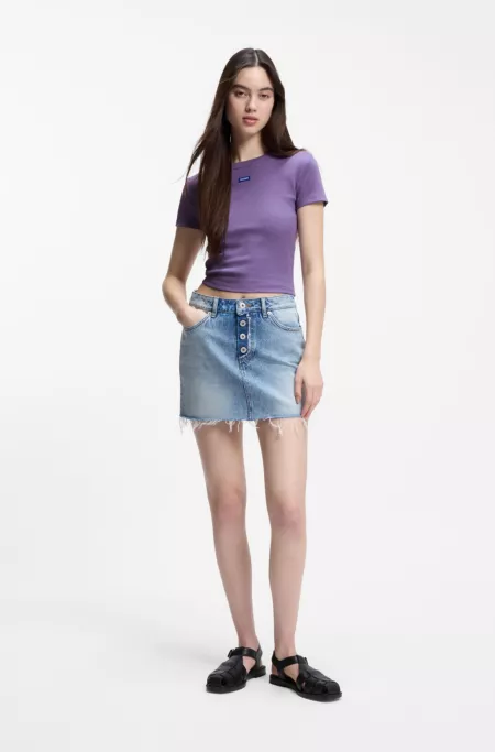 Logo-badge slim-fit T-shirt in stretch cotton