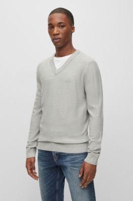 BOSS - Wool-blend regular-fit sweater with logo detail
