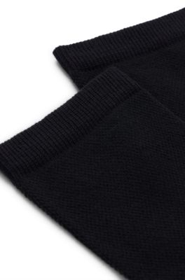 Lot de deux paires de chaussettes courtes en coton m&eacute;lang&eacute; piqu&eacute;, Noir