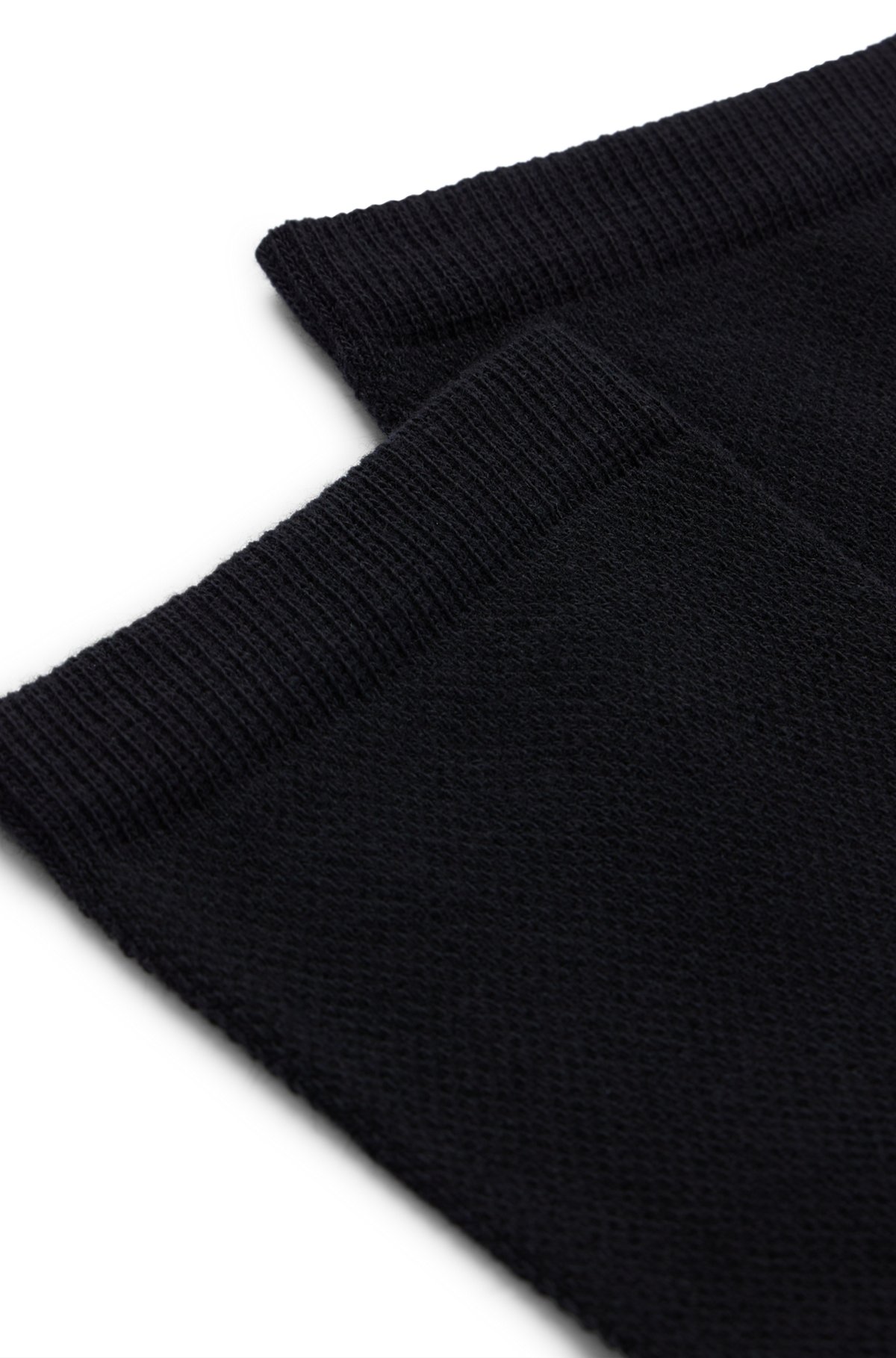 Lot de deux paires de chaussettes courtes en coton mélangé piqué, Noir