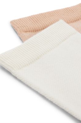 Lot de deux paires de chaussettes courtes en coton m&eacute;lang&eacute; piqu&eacute;, Brun chin&eacute;