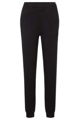 Hugo Boss Stretch-cotton Tracksuit Bottoms With Embroidered Logo In Black