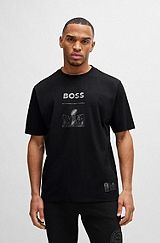 BOSS x NFL stretch-cotton T-shirt with printed artwork, Dark Grey