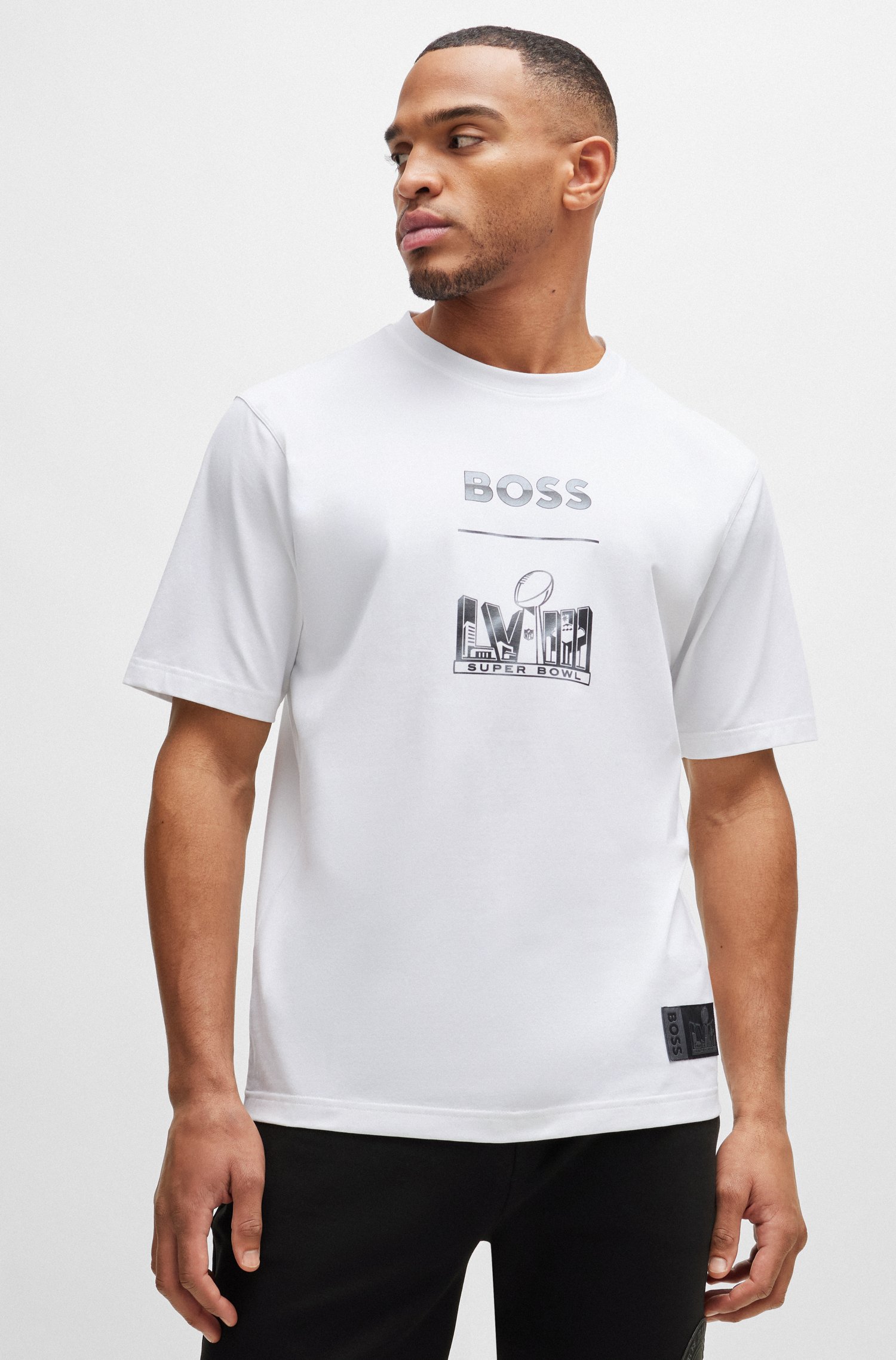 Camiseta BOSS x NFL de algodón elástico con ilustración estampada