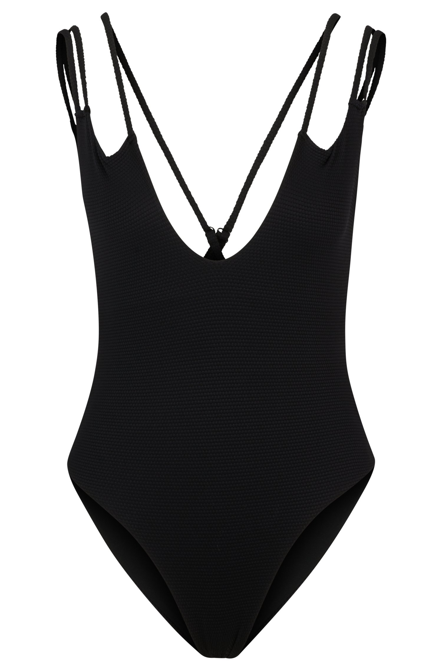 Structured-jersey swimsuit with strap details