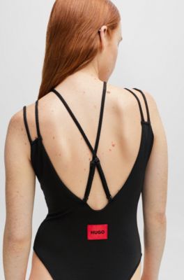 HUGO - Structured-jersey swimsuit with strap details