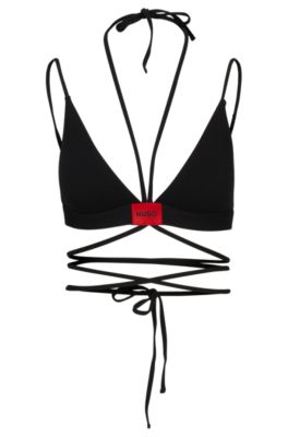 Hugo Quick-dry Bikini Top With Wraparound Ties In Black
