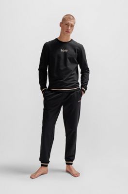 BOSS - Cotton-terry sweatshirt with logo in signature colors