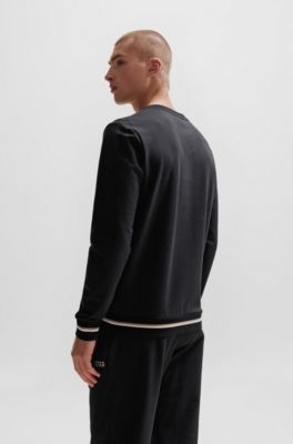 BOSS - Cotton-terry sweatshirt with logo in signature colors