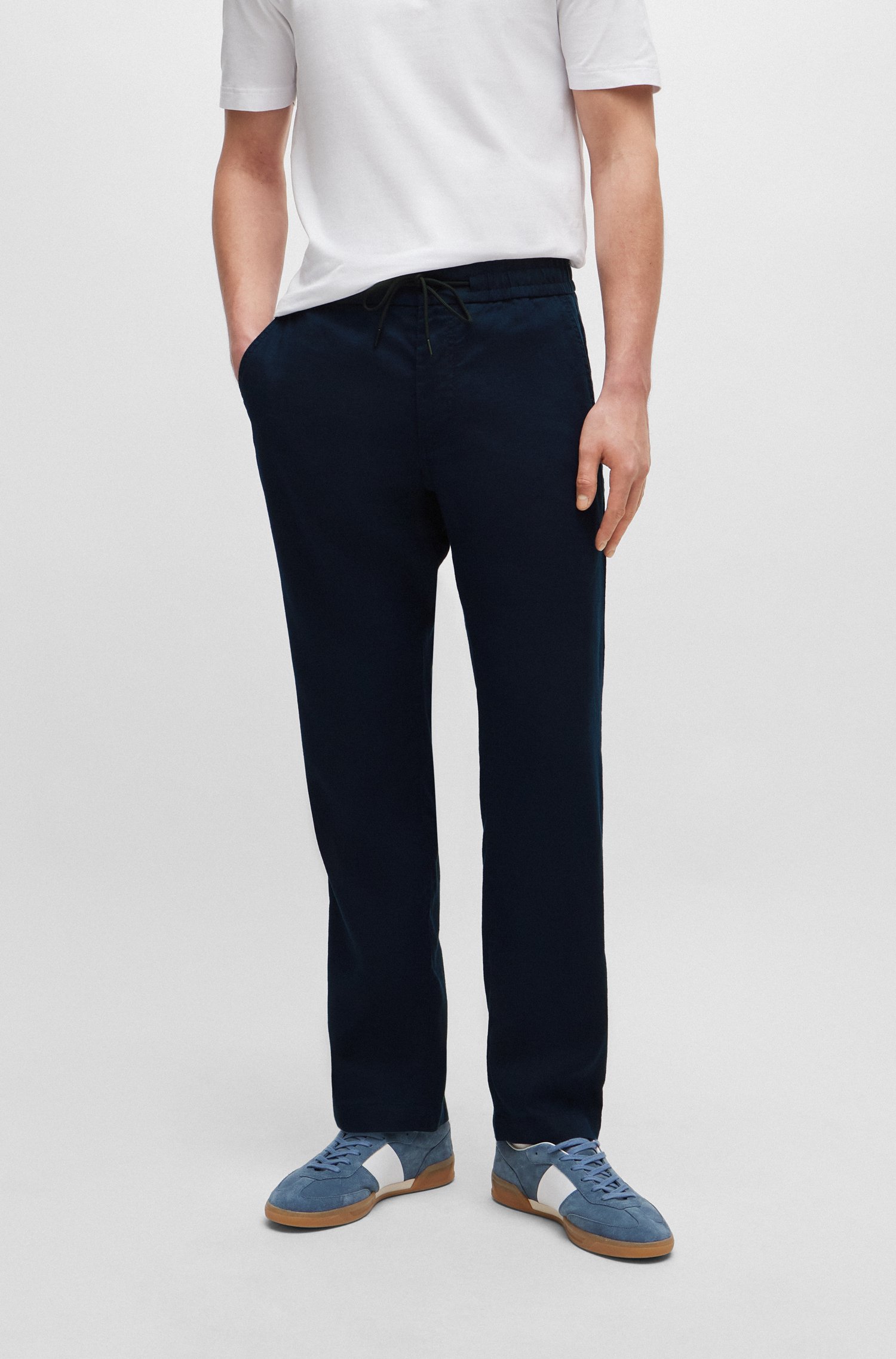 Tapered-fit trousers a linen blend