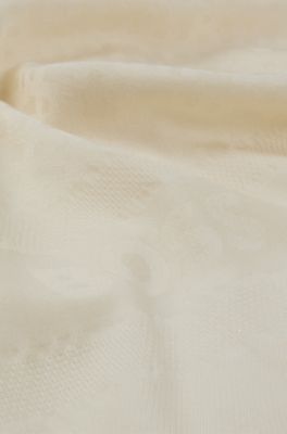 Pa&ntilde;uelo cuadrado de seda y lana con detalles de logo, Blanco