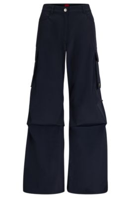 Relaxed-fit cargo trousers with a wide leg, Light Blue