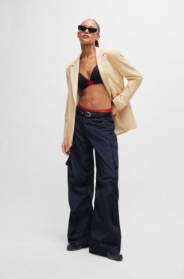 Relaxed-fit cargo trousers with a wide leg, Light Blue