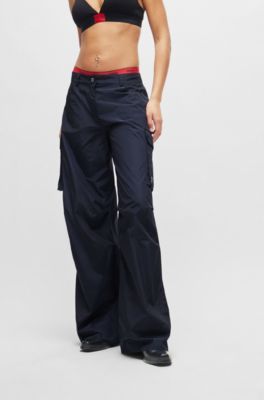Relaxed-fit cargo trousers with a wide leg, Light Blue