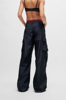 Relaxed-fit cargo trousers with a wide leg, Light Blue