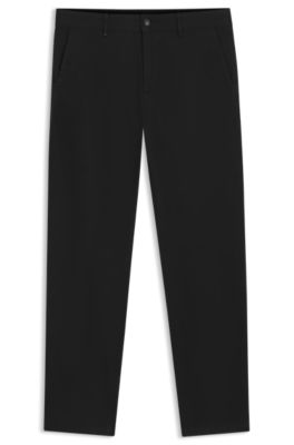 Shop Hugo Boss Slim-fit Chinos In Stretch-cotton Satin In Black