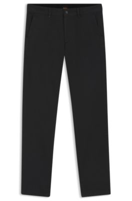 Slim-fit chinos in stretch-cotton satin, Black