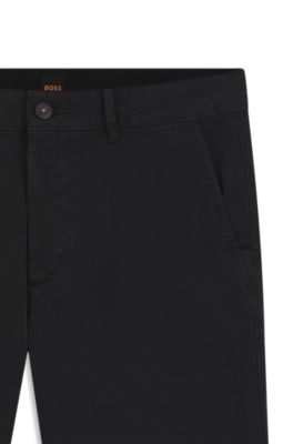 Chinos slim fit de raso de algod&oacute;n el&aacute;stico, Negro