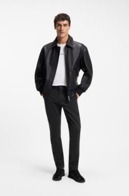 Pantalon Slim en satin stretch surteint, Noir