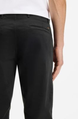 Slim-fit pants in overdyed stretch satin, Black