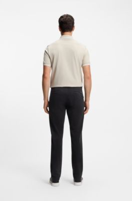 Chinos slim fit de raso de algod&oacute;n el&aacute;stico, Negro