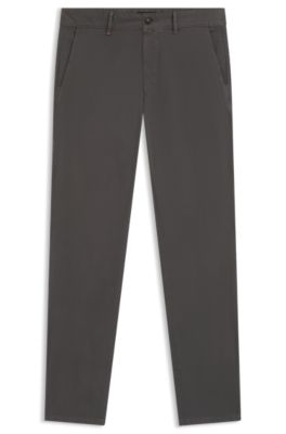 Chino Slim en satin de coton stretch, Gris sombre