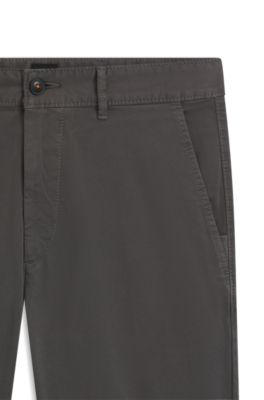 Chinos slim fit de raso de algod&oacute;n el&aacute;stico, Gris oscuro