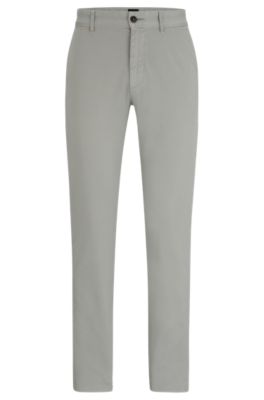 Shop Hugo Boss Slim-fit Chinos In Stretch-cotton Satin In Grey