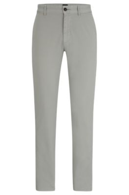 BOSS - Slim-fit chinos in stretch-cotton satin