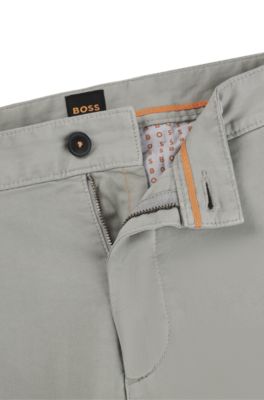 Slim-fit chinos in stretch-cotton satin, Grey