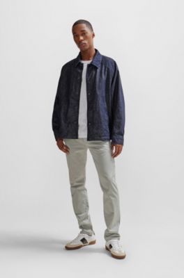 Slim-fit chinos in stretch-cotton satin, Grey