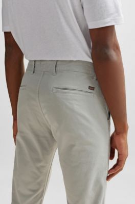 Slim-fit chinos in stretch-cotton satin, Grey