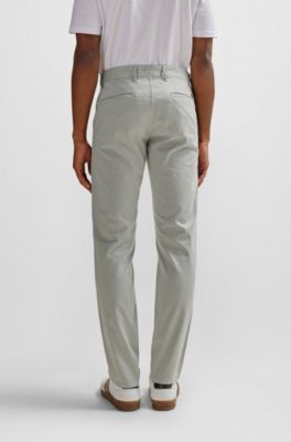 Slim-fit chinos in stretch-cotton satin, Grey