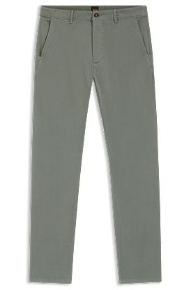 Pantalones slim fit de raso elástico sobreteñido