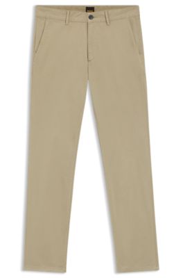 Chinos slim fit de raso de algod&oacute;n el&aacute;stico, Marr&oacute;n claro