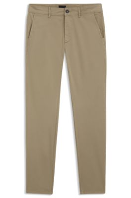 Slim-fit pants in overdyed stretch satin, Light Brown