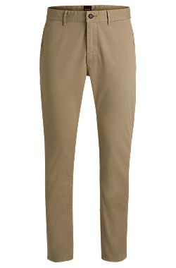Chinos slim fit de raso de algodón elástico