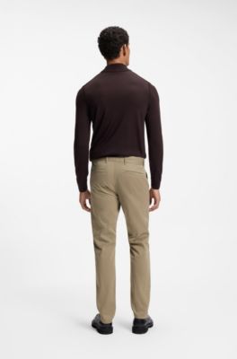 Slim-fit pants in overdyed stretch satin, Light Brown