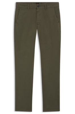 Chinos slim fit de raso de algod&oacute;n el&aacute;stico, Verde