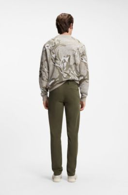 Slim-fit pants in overdyed stretch satin, Green