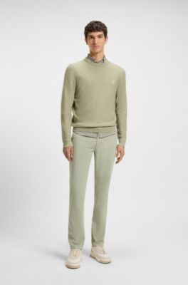 Chino Slim en satin de coton stretch, Chaux