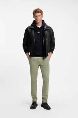 Pantalones slim fit de raso el&aacute;stico sobrete&ntilde;ido, Cal