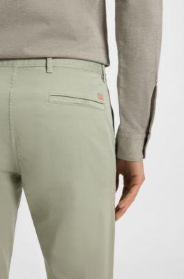 Chino Slim en satin de coton stretch, Chaux