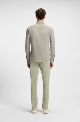 Chino Slim en satin de coton stretch, Chaux