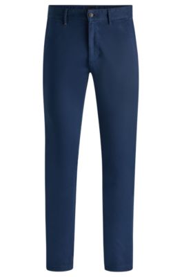 Slim-fit chinos in stretch-cotton satin, Light Blue