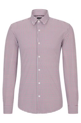 HUGO BOSS SLIM-FIT SHIRT WITH KENT COLLAR IN PRINTED MATERIAL
