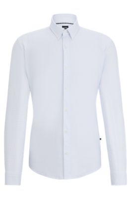 BOSS - Slim-fit shirt with Kent collar in printed material