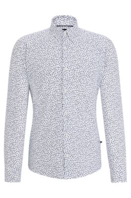 BOSS - Slim-fit shirt in printed performance-stretch fabric