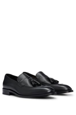 BOSS - Leather loafers with tassel trim